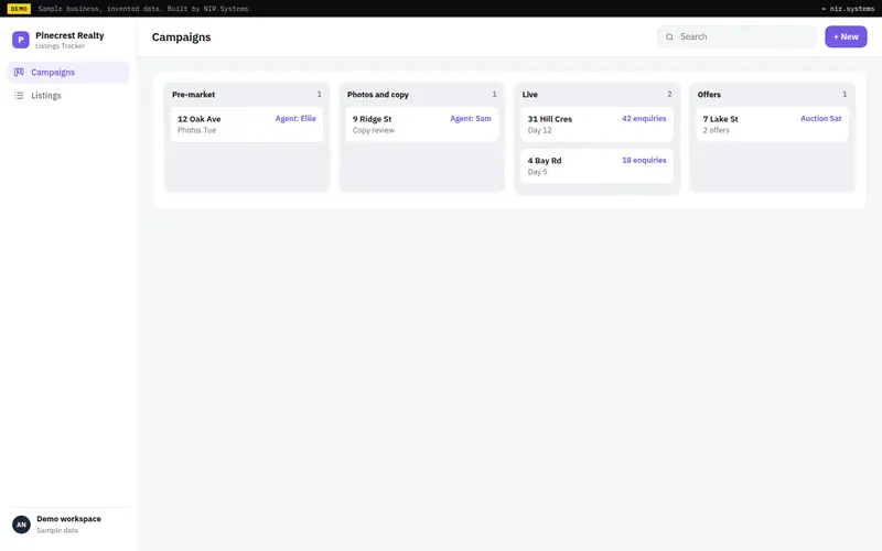 Listings Tracker demo